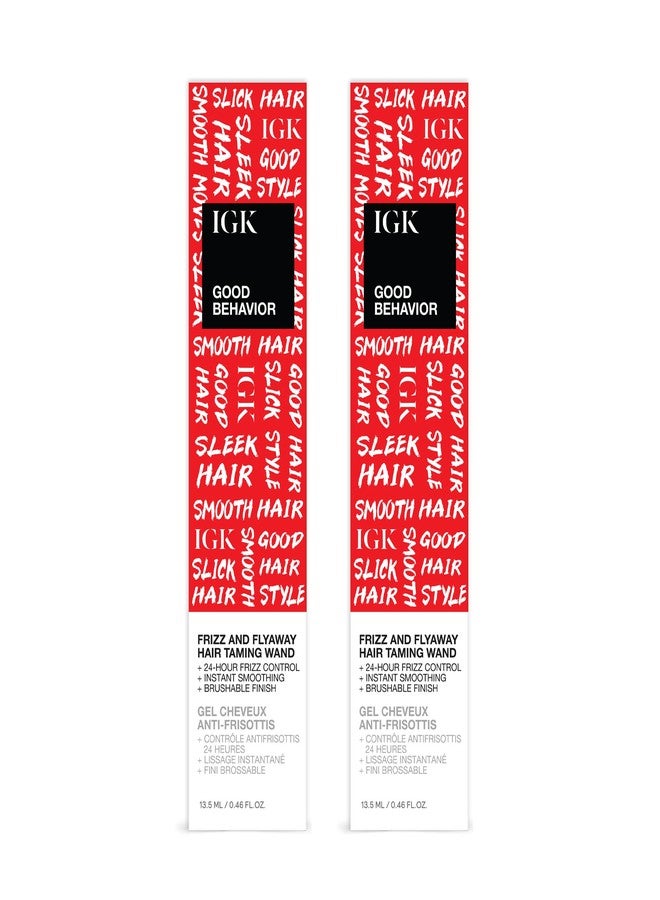 مجموعة عصي تصفيف الشعر IGK Taming Wand Duo – مجموعة عصي للتحكم في الشعر المتطاير والمجعد للحصول على شعر أملس، وبلسم تصفيف محمول للحصول على تسريحات ناعمة ولامعة – نباتي، خالٍ من القسوة، 0.27 أونصة لكل عبوة (عبوة من قطعتين)